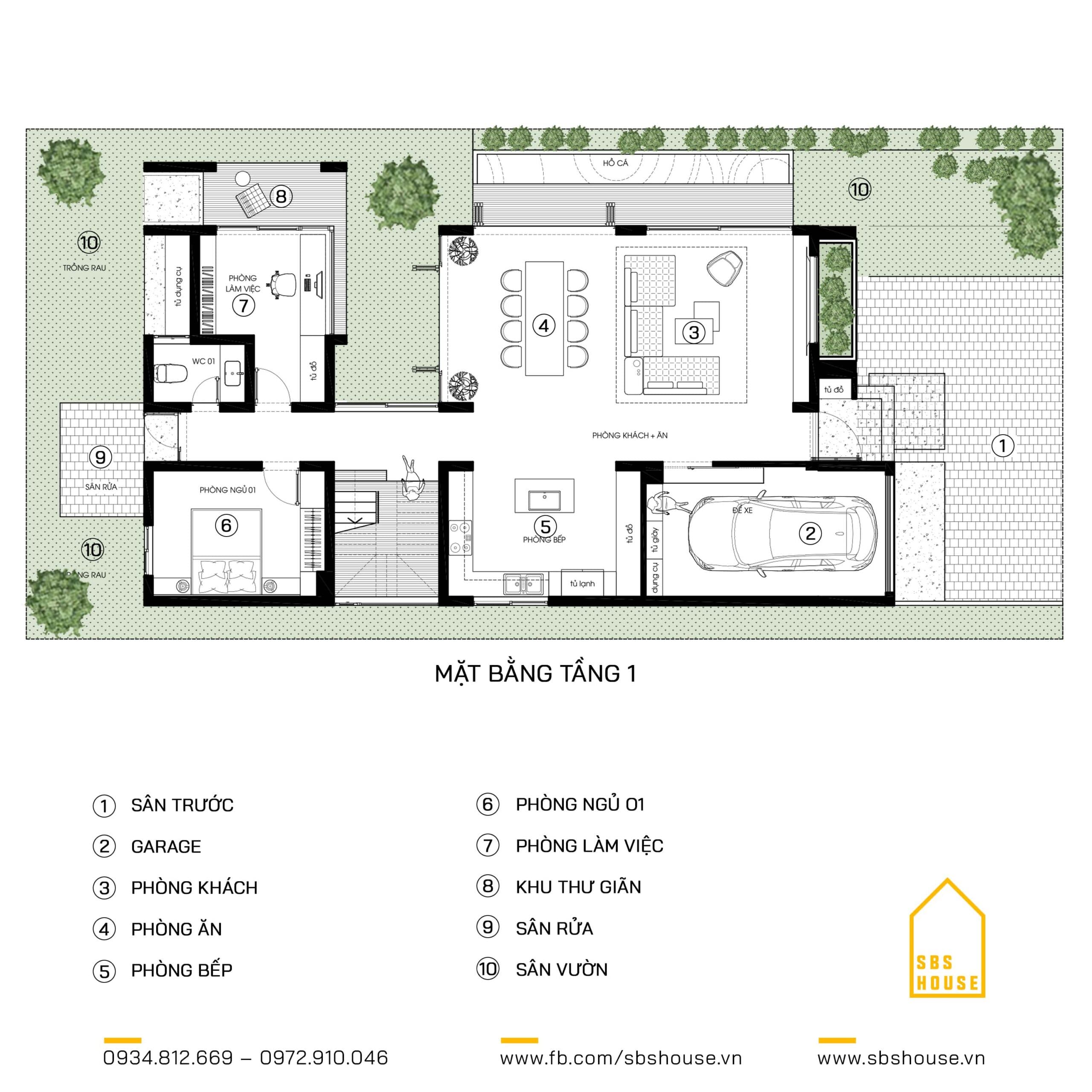 Mặt bằng Biệt thự 3 tầng phong cách địa trung hải